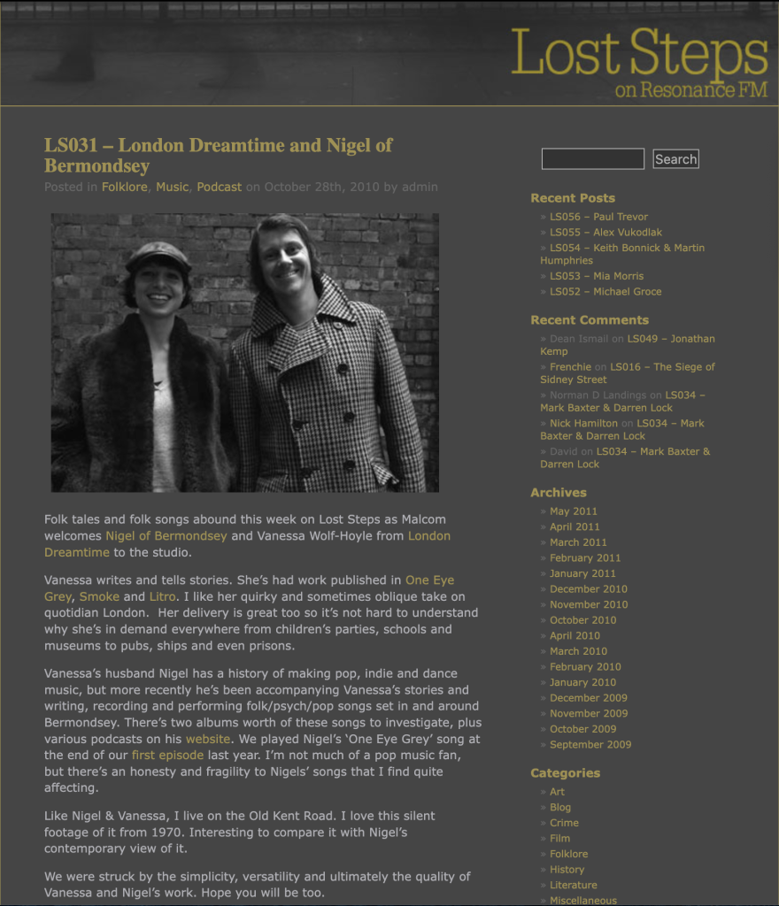 Screenshot of Lost Steps Resonance FM profile of Vanessa and George.