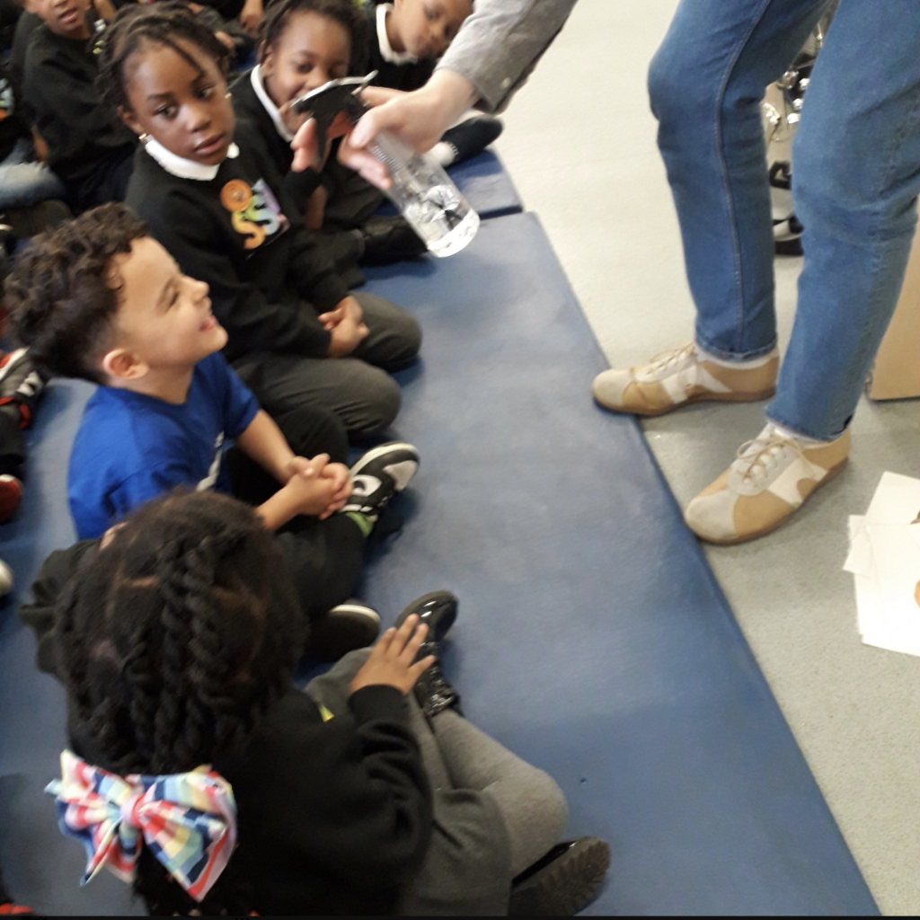 sensory storytelling with water in a school
