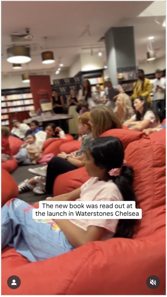 Audience on red beanbags in waterstones